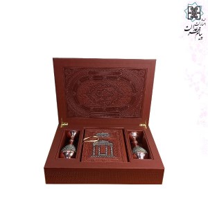 کتاب ست حافظ به همراه گلدان خاتم نشر هلیا( وزیری،چرم،جعبه دار)