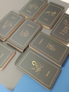 دفترچه یادداشت پالتویی سیم از بالا کاغذ کرافت و مشکی سرو