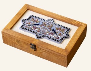 جعبه فرش چوبی گل و مرغ