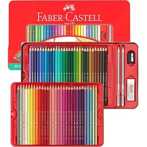مداد رنگی 60 رنگی فلزی با تراش و مداد فابر کاستل